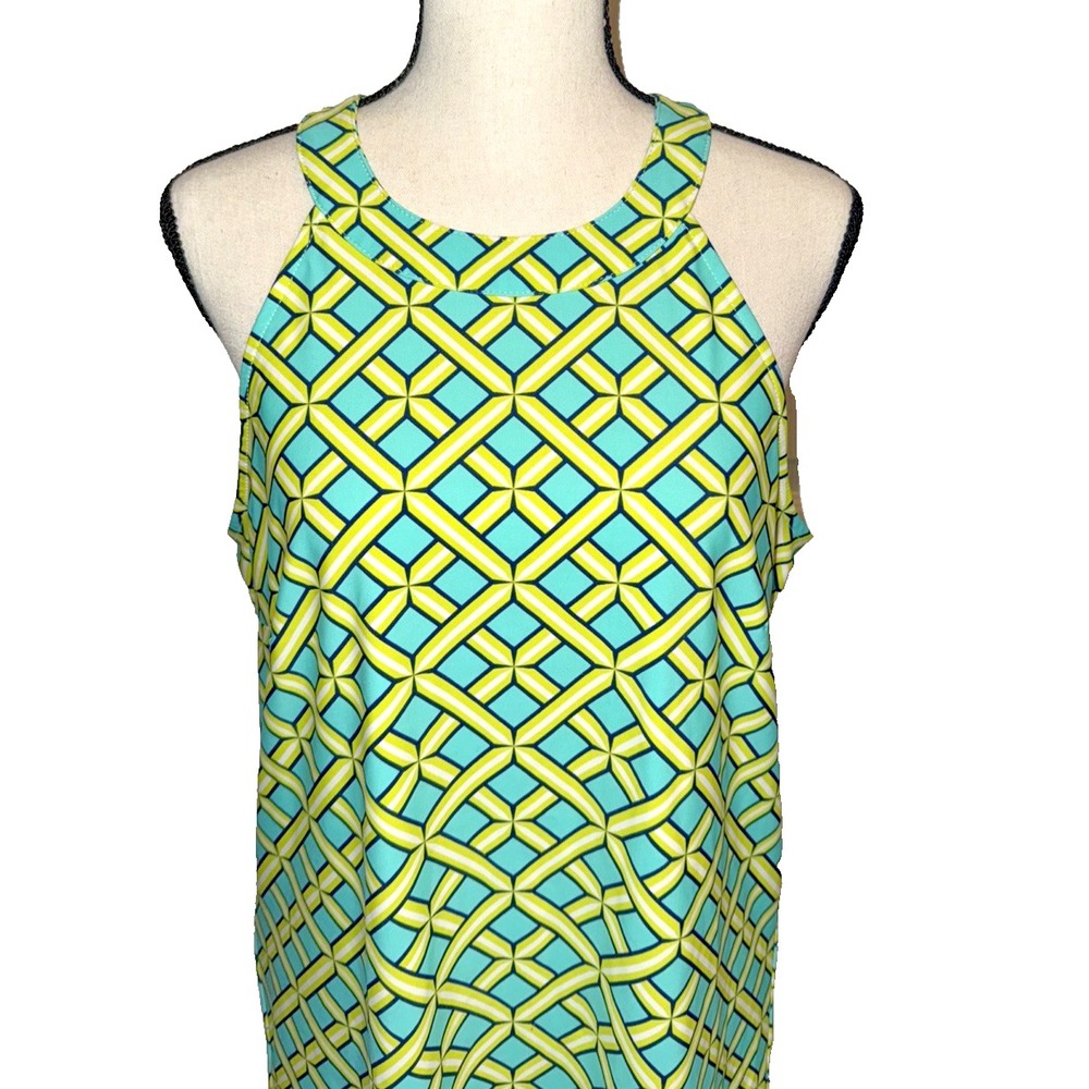 All For Color Geometric Print Dress M Preppy Coastal Resortcore Summer - Picture 5 of 10